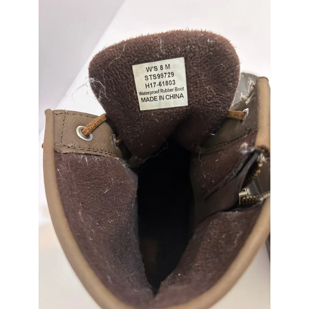 Sperry Saltwater Waterproof Duck Boots Brown Olive Green STS99729 Womens 8 M